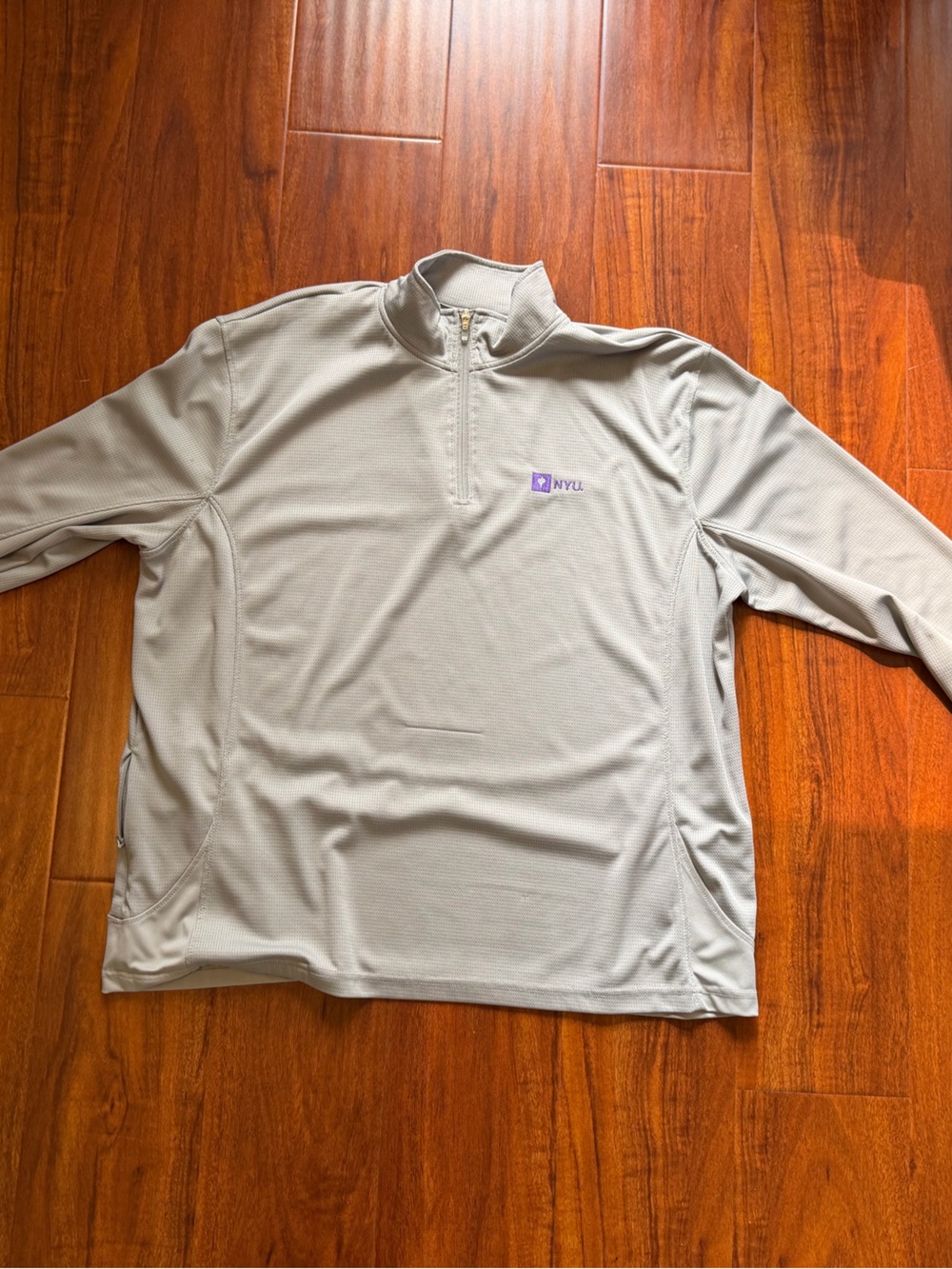 NYU Light Gray Quarter-Zip Performance Pullover